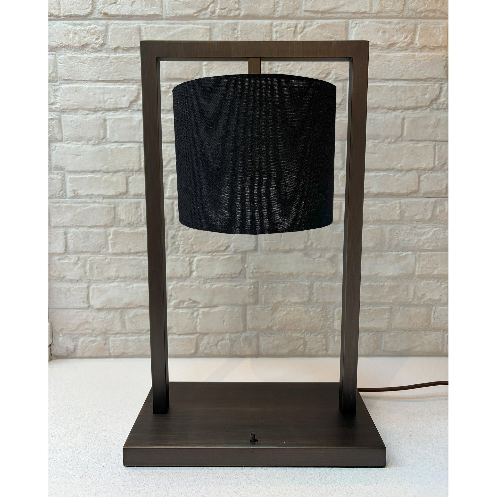 Square Frame Table Lamp in Satin Black